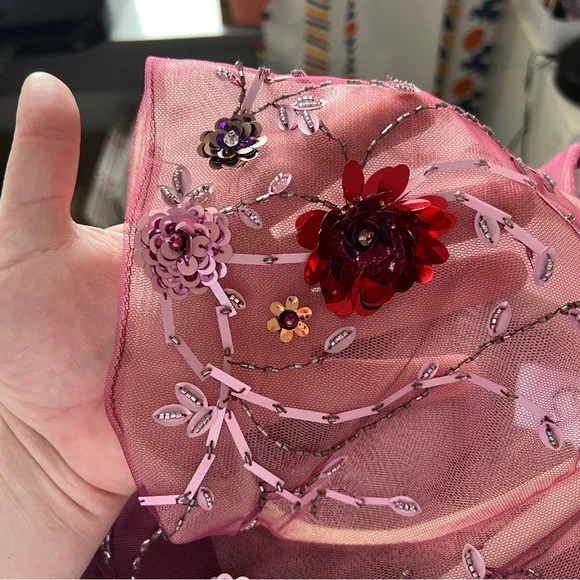 NWT Crepe Beaded Midi Cocktail Dress Curve - Picture 8 of 14